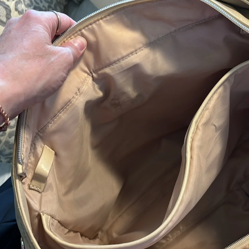 Beis Tan Leather Diaper Bag